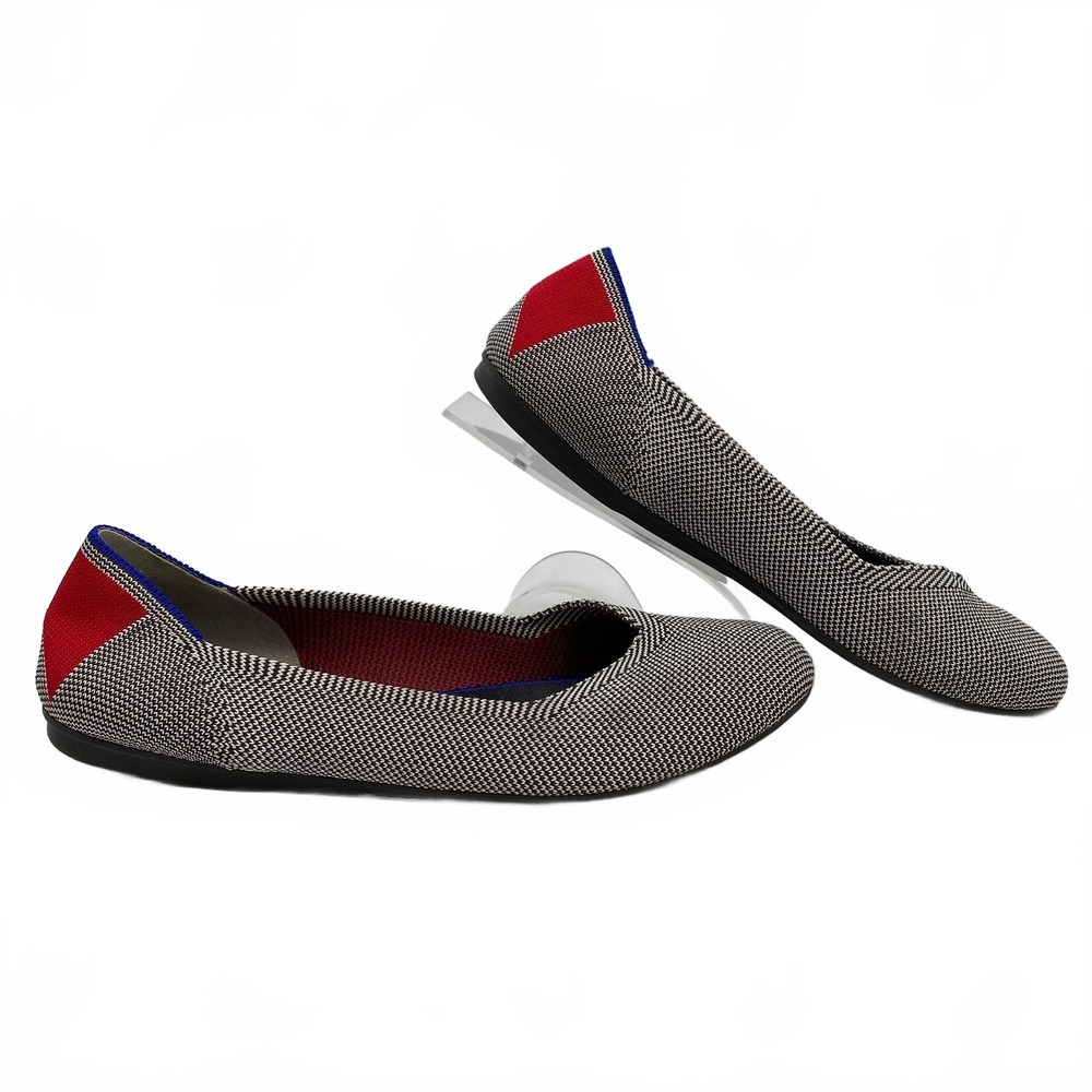 Rothy’s Gray White Red Knit Flats | Womens 8.5